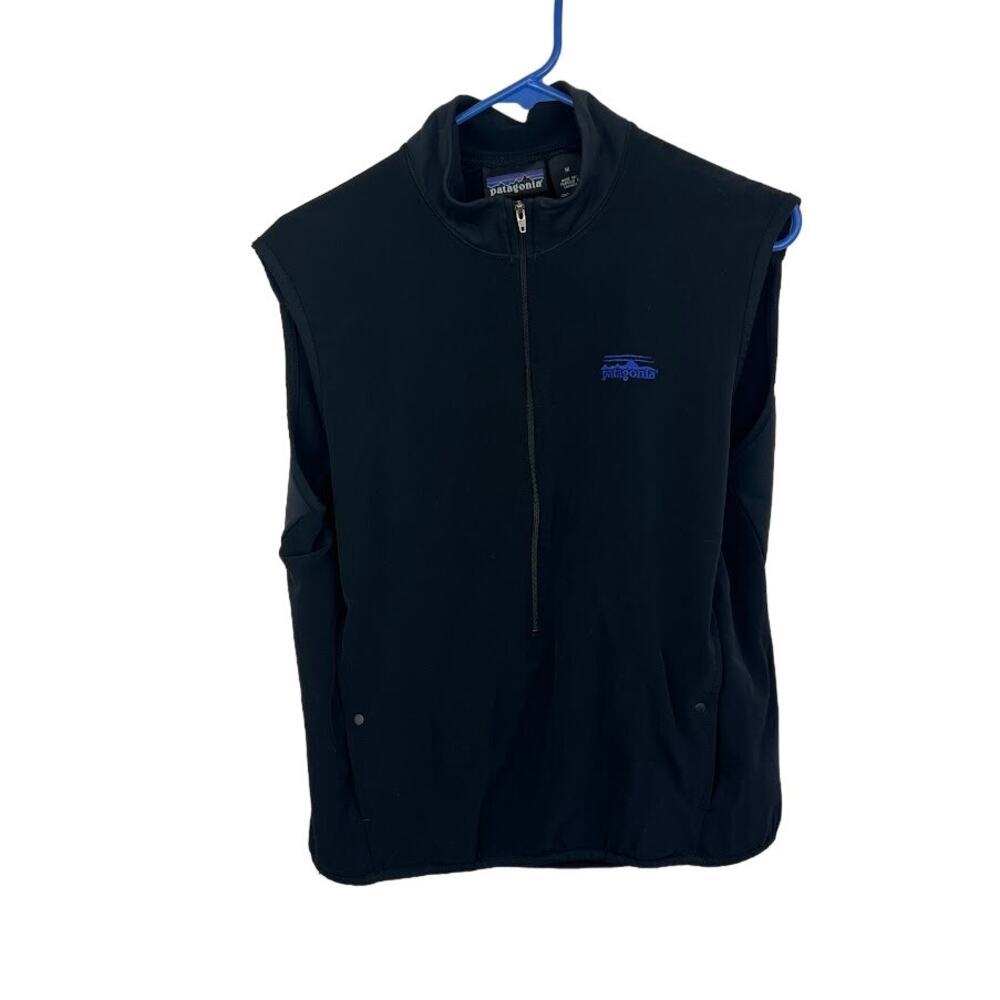 Patagonia black full zip sleeveless fleece performance vest mens size medium
